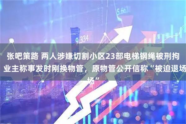 张吧策路 两人涉嫌切割小区23部电梯钢绳被刑拘：业主称事发时刚换物管，原物管公开信称“被迫退场”